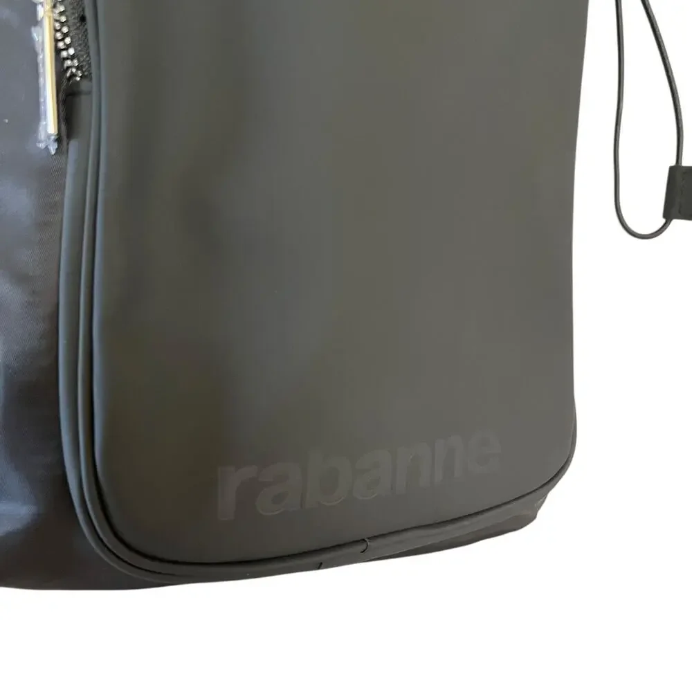 New! Rabanne Black Drawstring Sling Bag Crossbody Single-Strap Backpack NWOT